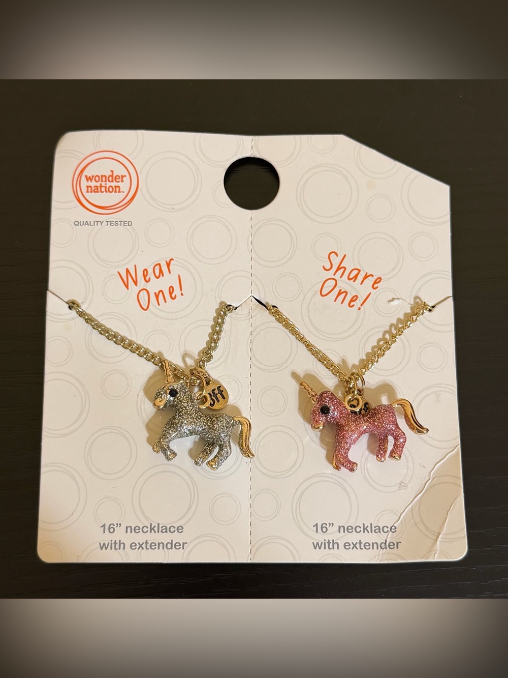 NWT Wonder Nation Glitter BFF Necklace Set